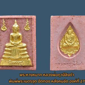 พระหางหมาก หลวงพ่อฤาษีลิงดำ พิมพ์พระเนตรจุด ปิดทอง หลังคมชัด องค์ที่ 27