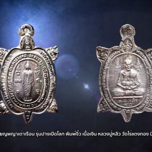 เหรียญพญาเต่าเรือน หลวงปู่หลิว รุ่นปางเปิดโลก ปี 39 พิมพ์จิ๋ว เนื้อเงิน บล็อกนิยมมีเม็ดตา