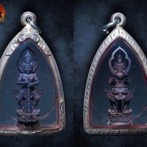 รูปหล่อท้าวเวสสุวรรณ หลวงปู่จันทร์ โชติโก รุ่นบารมีหทัยเวส เนื้อนวะโลหะ ปี2559 จ.พะเยา หมายเลข 289