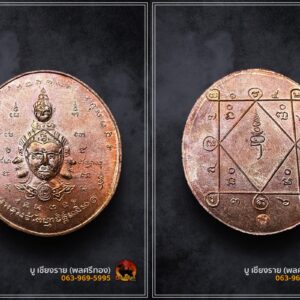 เหรียญ​นารายณ์แปลงรูป​ หรือ​ เหรียญพรหม อาจารย์เทพย์ สาริกบุตร เนื้อทองแดง สวยๆ ตอก พ.พาน