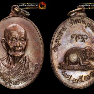 เหรียญช้างหมอบ หลวงปู่ดุลย์ อตุโล วัดบูรพาราม อ.เมืองฯ จ.สุรินทร์ รุ่นปี 2521