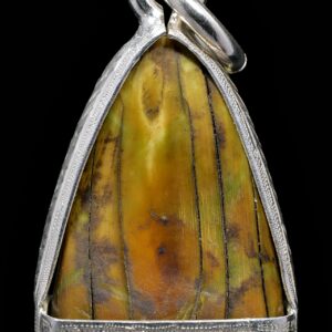 งาแกะโบราณ (ใช้งานจนสึก) แกะจากปลายงากำจัด อายุนับร้อยปี ใส่กระเช้าเงินสั่งทำใหม่